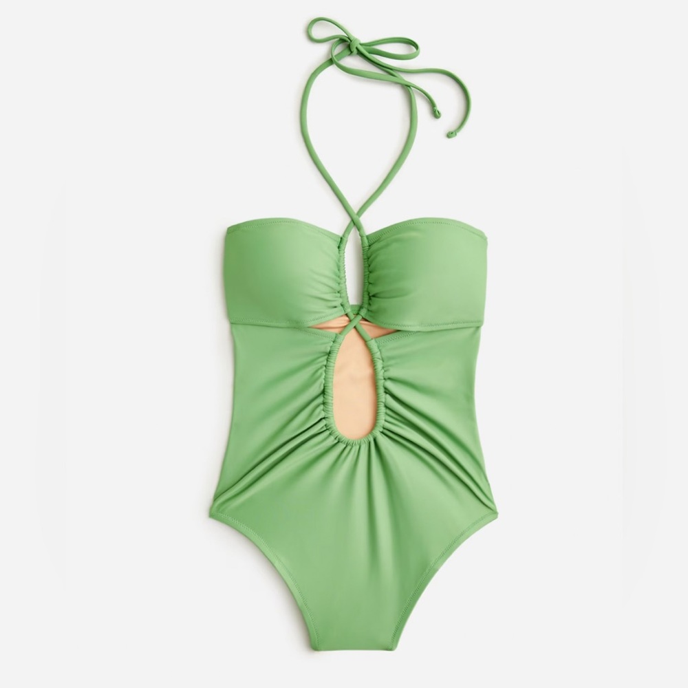 NWT J.Crew Cutout Halter One-Piece Swimsuit in Rustic Willow - Picture 4 of 9